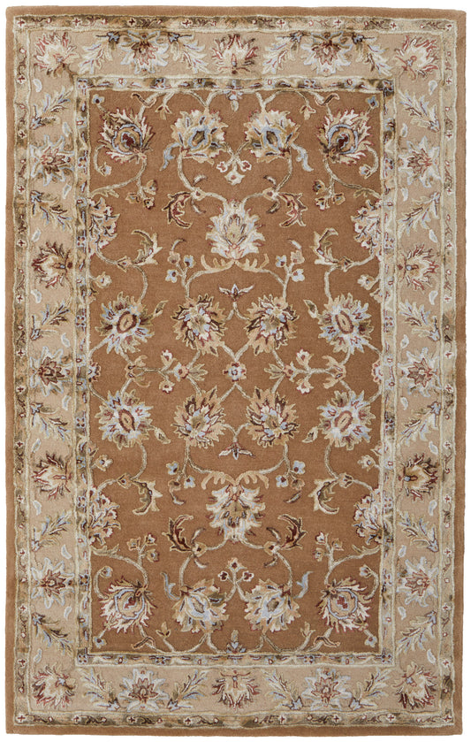 Prescott Traditional/French & Victorian/Bohemian & Eclectic Floral & Botanical/Bordered Tan/Ivory - Feizy Rug