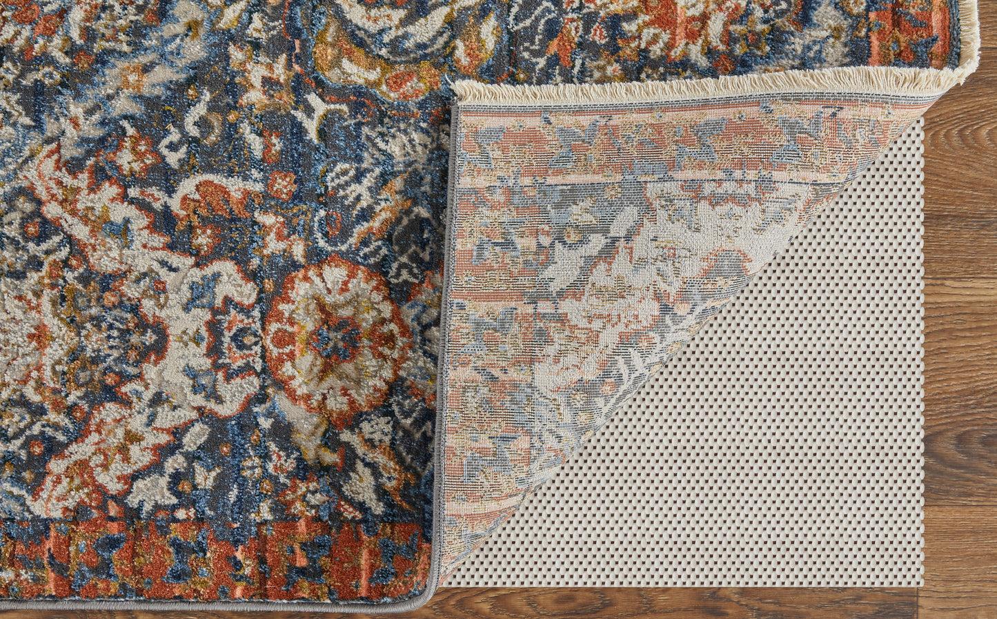 Kaia Transitional/Casual/Classic Blue/Orange/Ivory Accent Rug