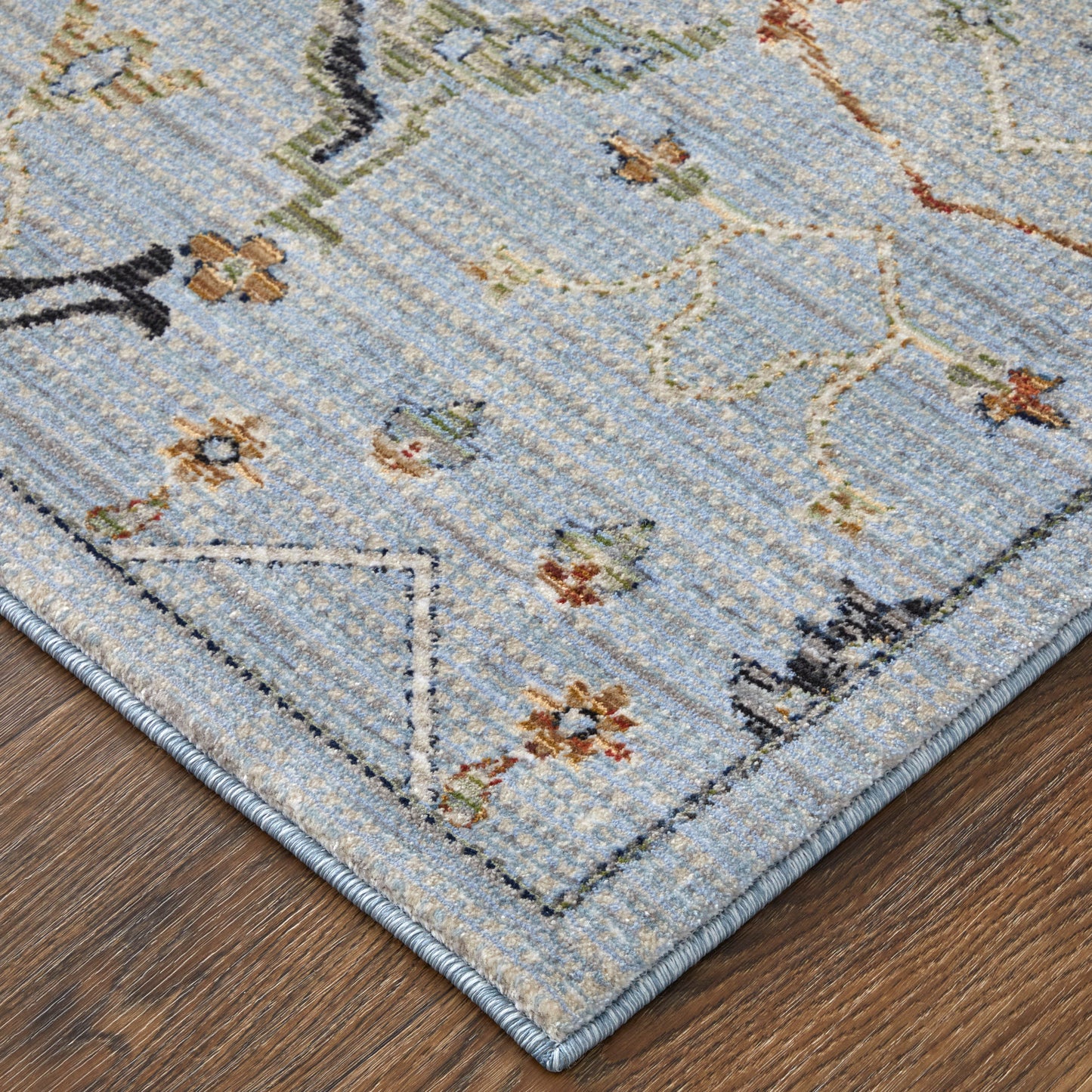Melrose Traditional/Classic Floral & Botanical/Trellis & Lattice Blue/Green/Ivory - Feizy Rug