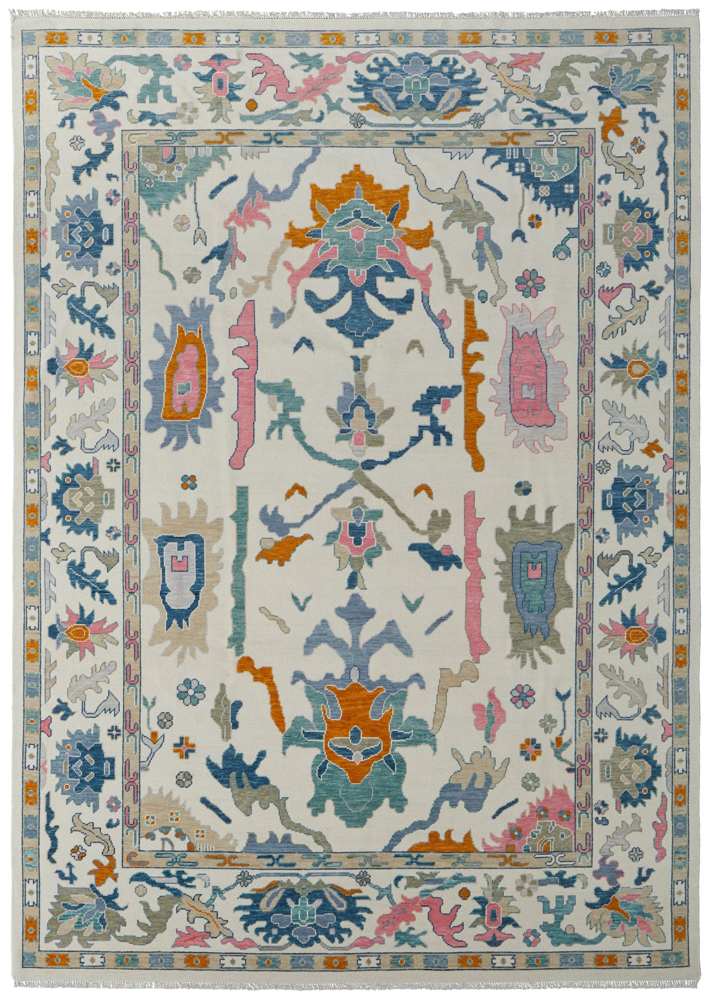 Karina Transitional/Bohemian & Eclectic/Craftsman Floral & Botanical/Bordered Ivory/Blue/Pink - Feizy Rug