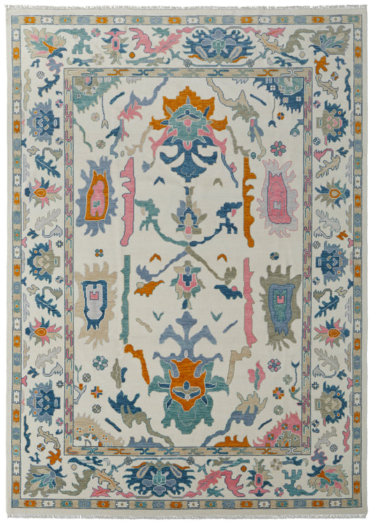 Karina Transitional/Bohemian & Eclectic/Craftsman Floral & Botanical/Bordered Ivory/Blue/Pink - Feizy Rug