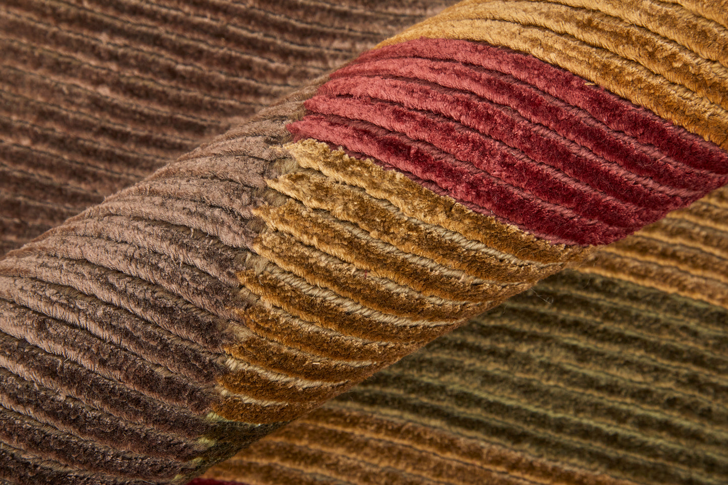 Keystone Modern/Casual Stripes Brown/Green/Red - Feizy Rug