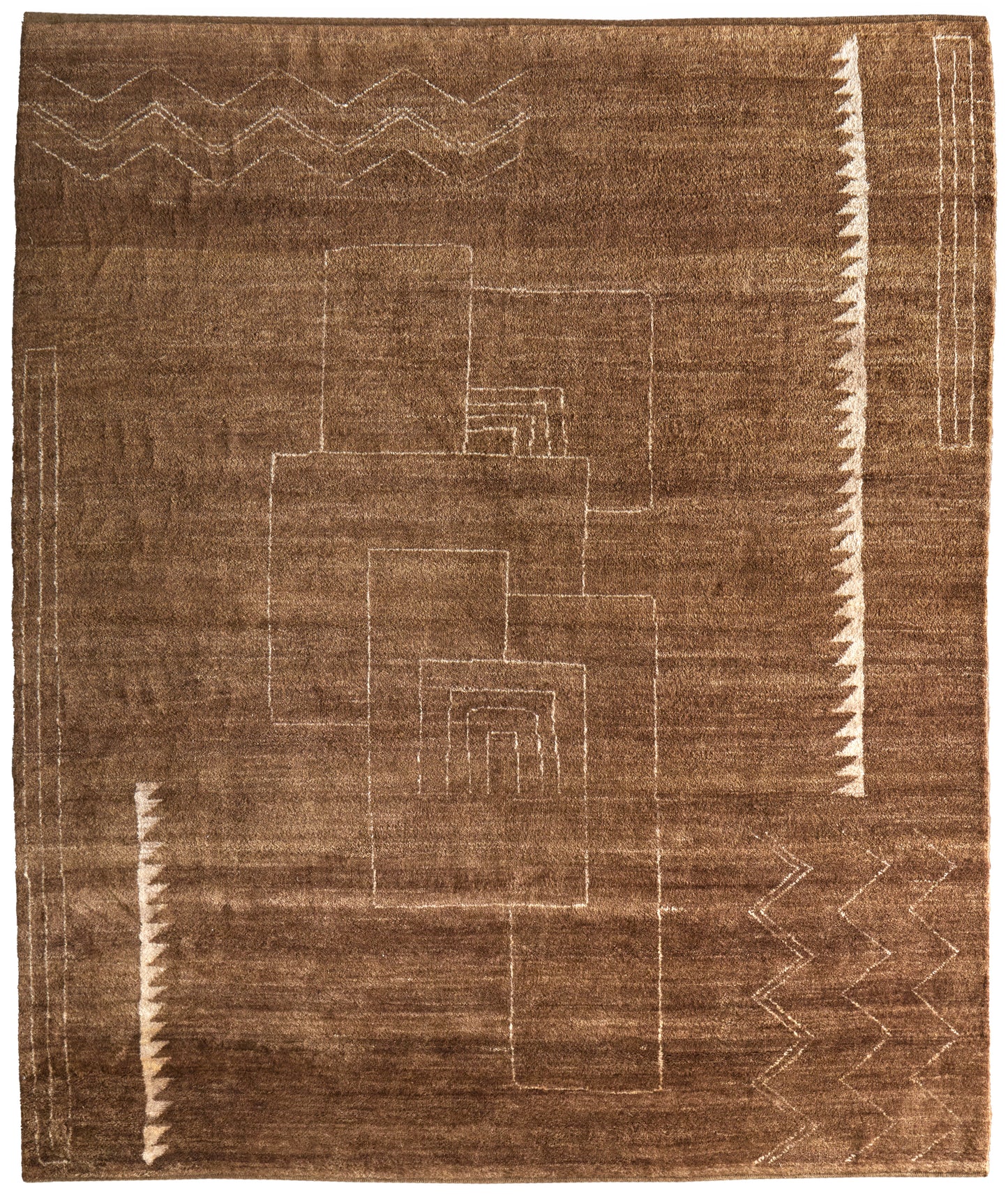 Agape Modern/Bohemian & Eclectic Abstract/Geometric/Distressed Brown/Ivory - Feizy Rug
