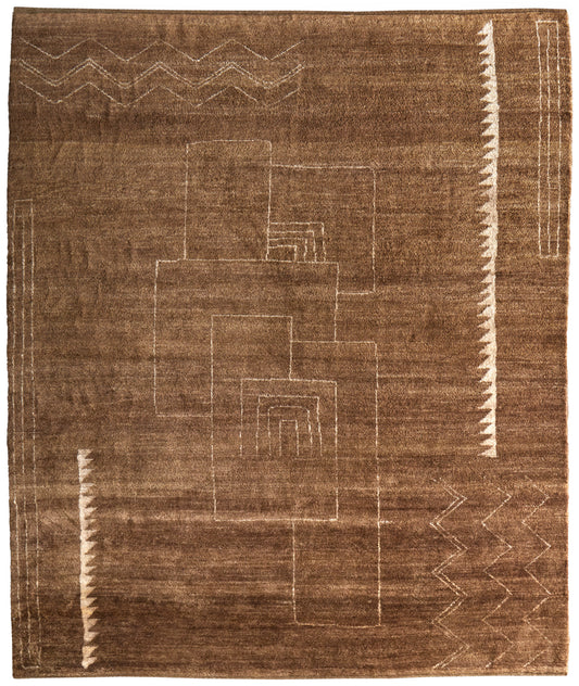 Agape Modern/Bohemian & Eclectic Abstract/Geometric/Distressed Brown/Ivory - Feizy Rug