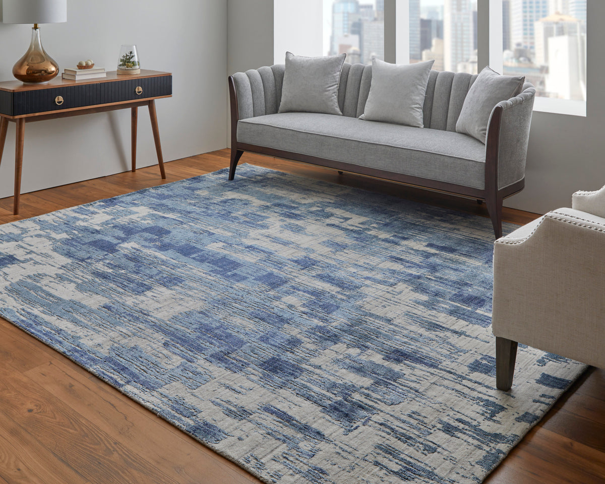 Eastfield Modern/Casual Abstract/Distressed Blue/Ivory 69AG - Feizy Rug