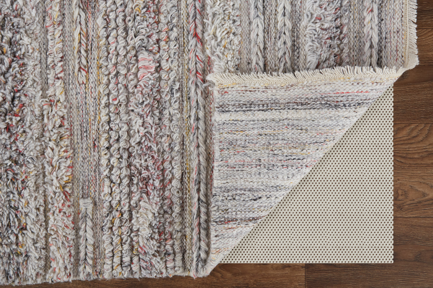 Alden Transitional/Casual/Scandinavian Stripes/Solid Taupe/Ivory/Red - Feizy Rug