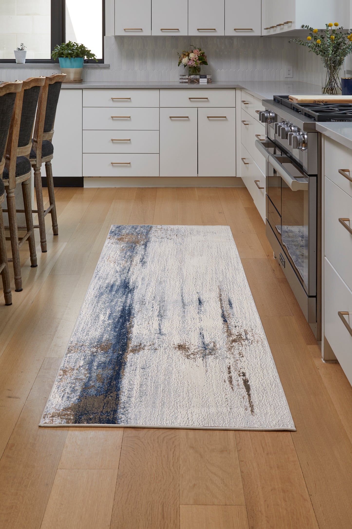 Clio Modern/Bohemian & Eclectic/Casual Ivory/Blue/Brown Runner  Feizy Rugs Small Parcel,Feizy Rugs,Clio,Ivory/Blue/Brown,2'9" x 7'10",Runner,Polypropylene,Modern/Bohemian & Eclectic/Casual,Turkey