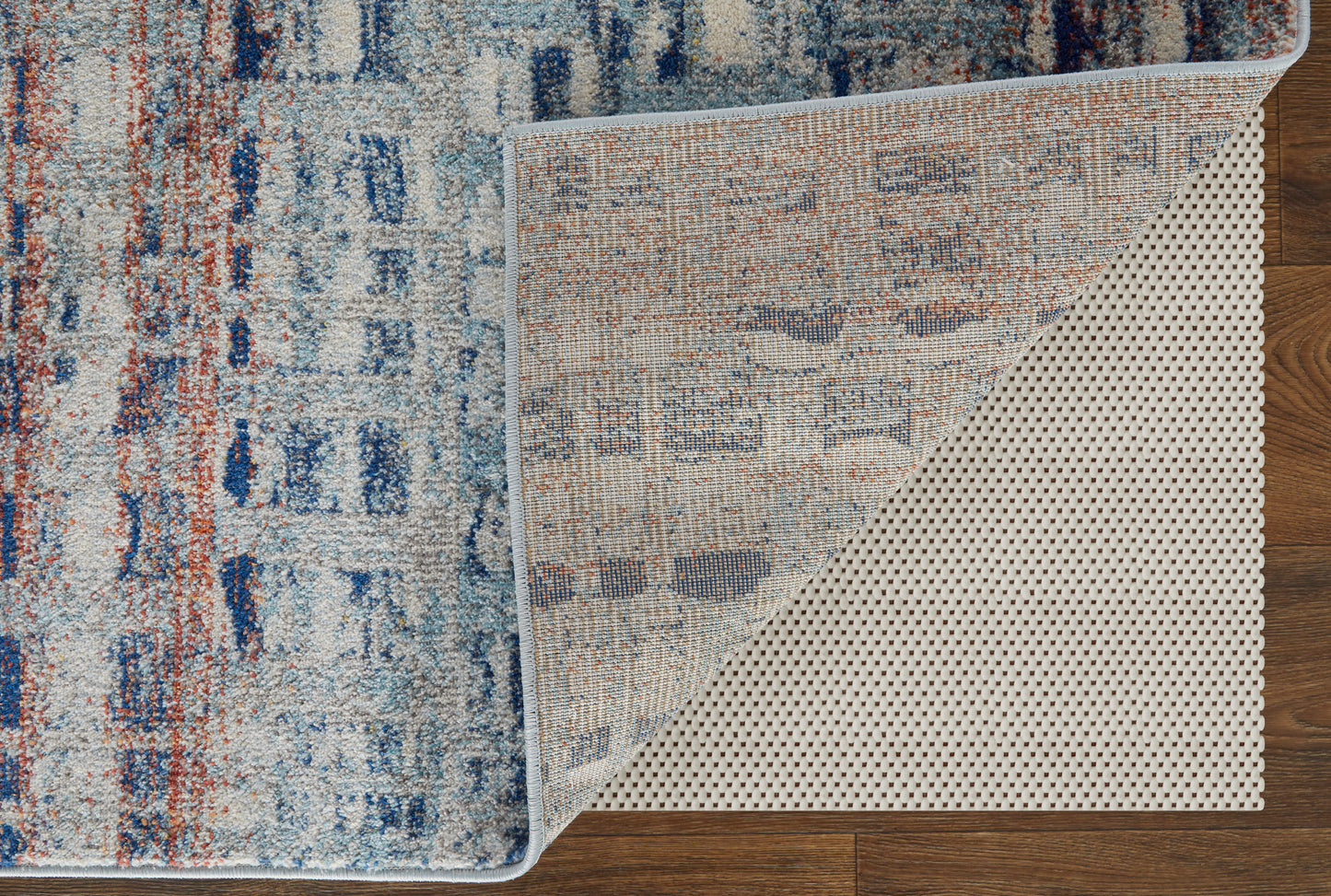 Edgemont Modern/Casual Abstract/Geometric Blue/Ivory/Orange - Feizy Rug