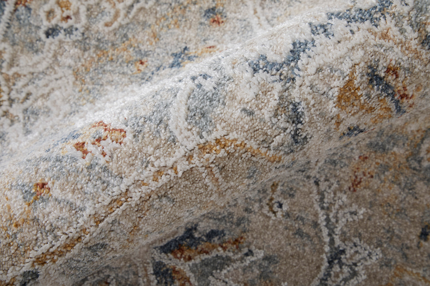 Pasha Transitional/Bohemian & Eclectic/Global Ivory/Blue/Tan Accent Rug  Feizy Rugs Small Parcel,Feizy Rugs,Pasha,Ivory/Blue/Tan,2' x 3',Accent Rug,Polyester,Transitional/Bohemian & Eclectic/Global,Turkey