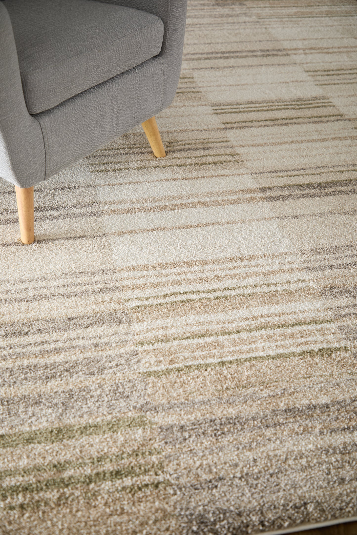 Richmond Modern/Global Geometric/Stripes Ivory/Gray/Tan - Feizy Rug