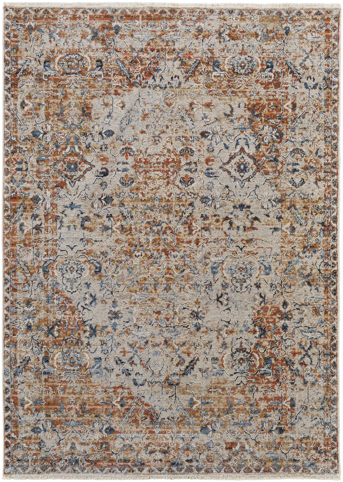 Kaia Transitional/Vintage/Casual Tan/Ivory/Orange Area Rug  Feizy Rugs LTL,Feizy Rugs,Kaia,Tan/Ivory/Orange,12' x 15',Area Rug,Polypropylene/Viscose/Polyester,Transitional/Vintage/Casual,Turkey