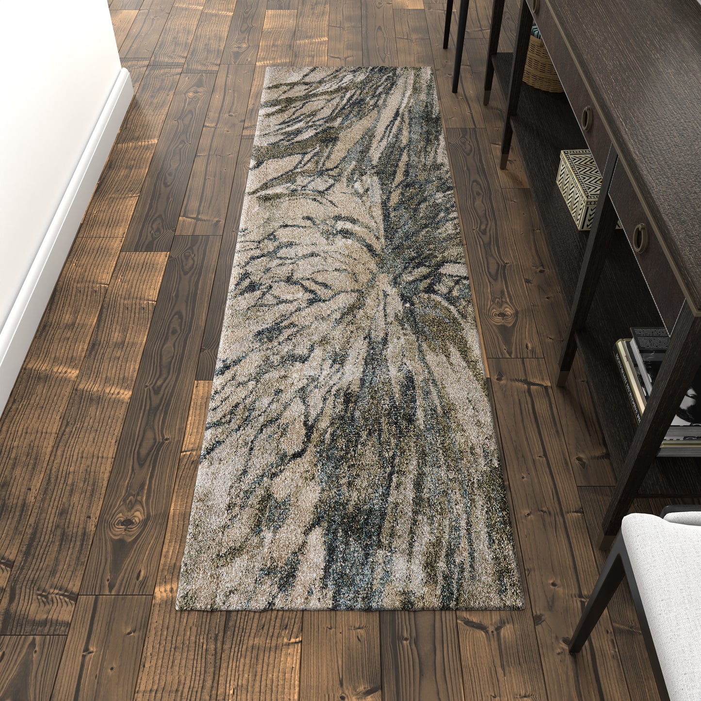 Skyview Modern/Bohemian & Eclectic/Industrial Gray/Green/Ivory Runner  Feizy Rugs Small Parcel,Feizy Rugs,Skyview,Gray/Green/Ivory,2'6" x 7'3",Runner,Polypropylene,Modern/Bohemian & Eclectic/Industrial,Turkey