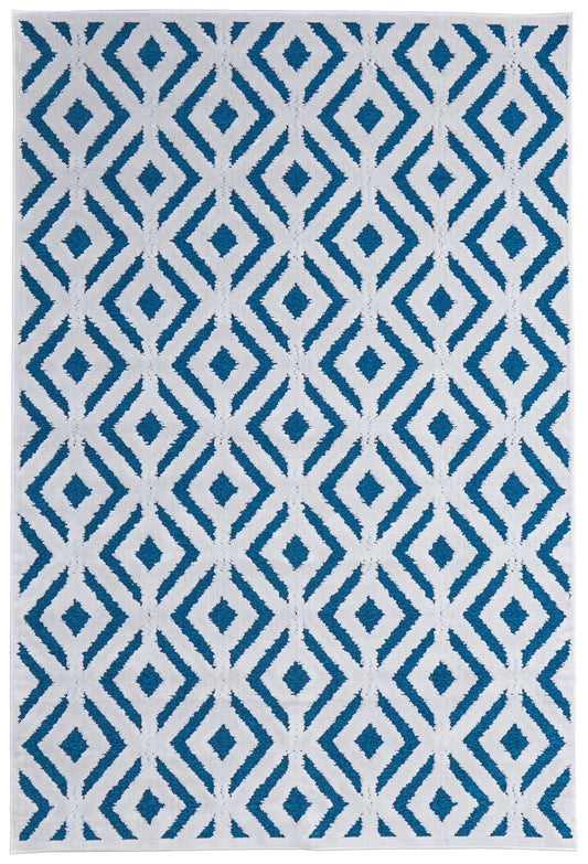 Saphir Mira Modern/Farmhouse/Scandinavian Solid/Diamond/Geometric Blue/Green/White - Feizy Rug