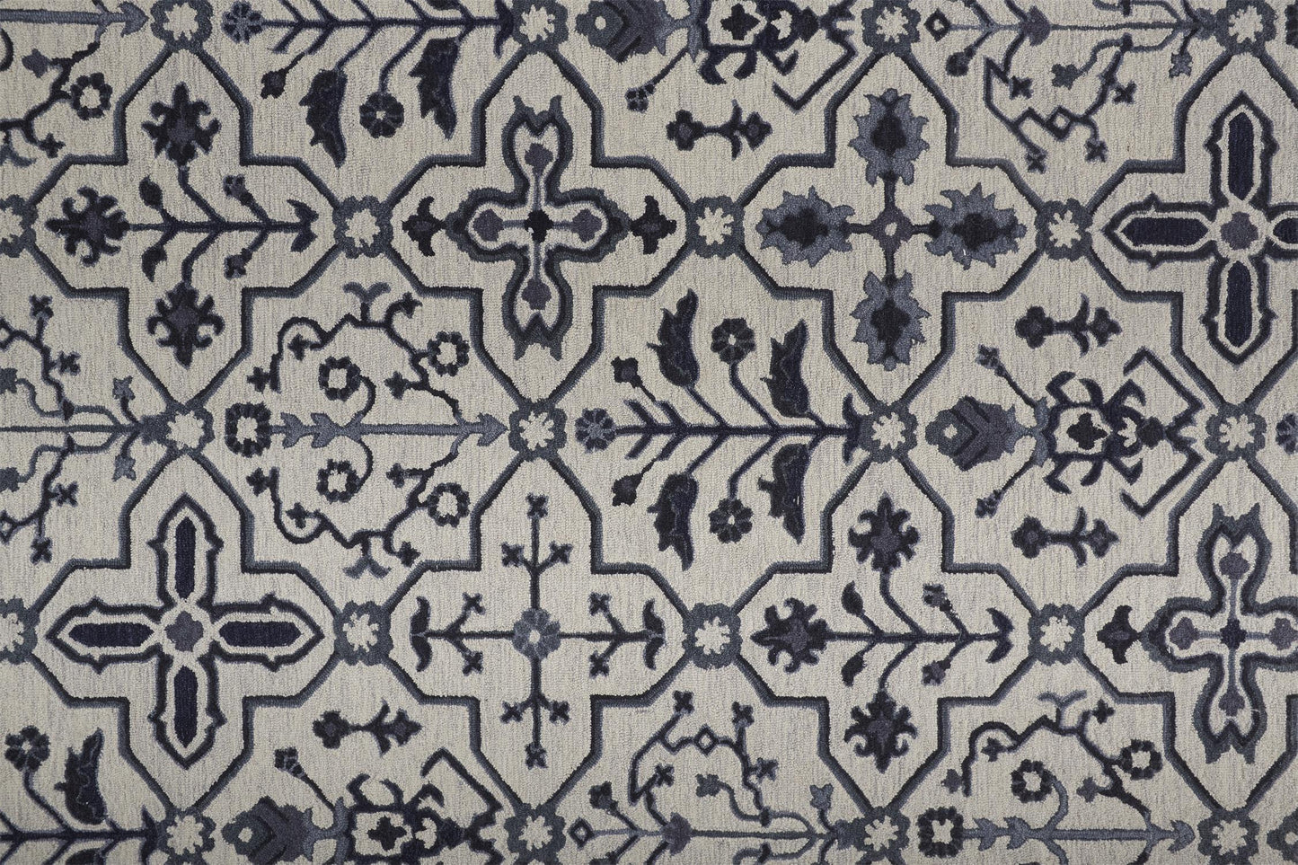 Fallon Traditional/Classic Oriental/Geometric/Floral & Botanical Gray/Blue/Ivory - Feizy Rug