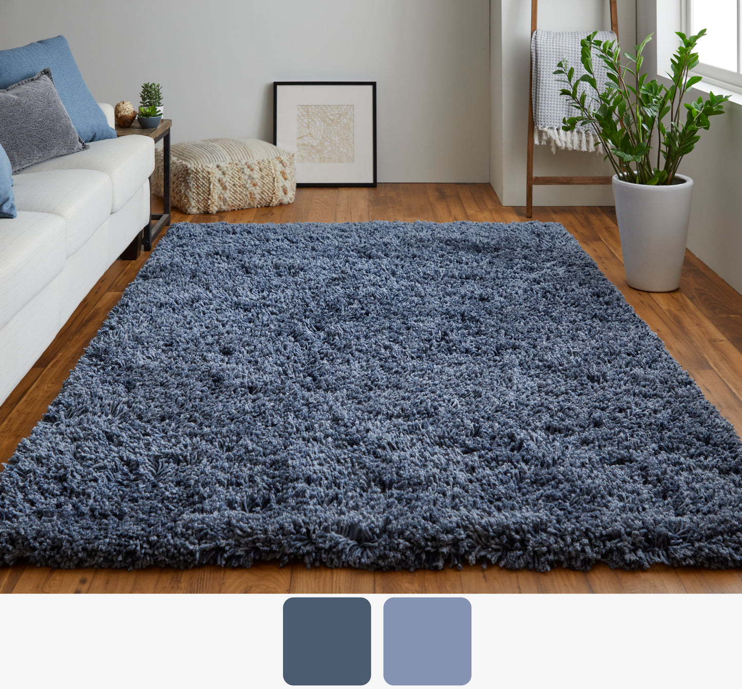 Stoneleigh Modern/Luxury & Glam/Casual Solid Blue - Feizy Rug