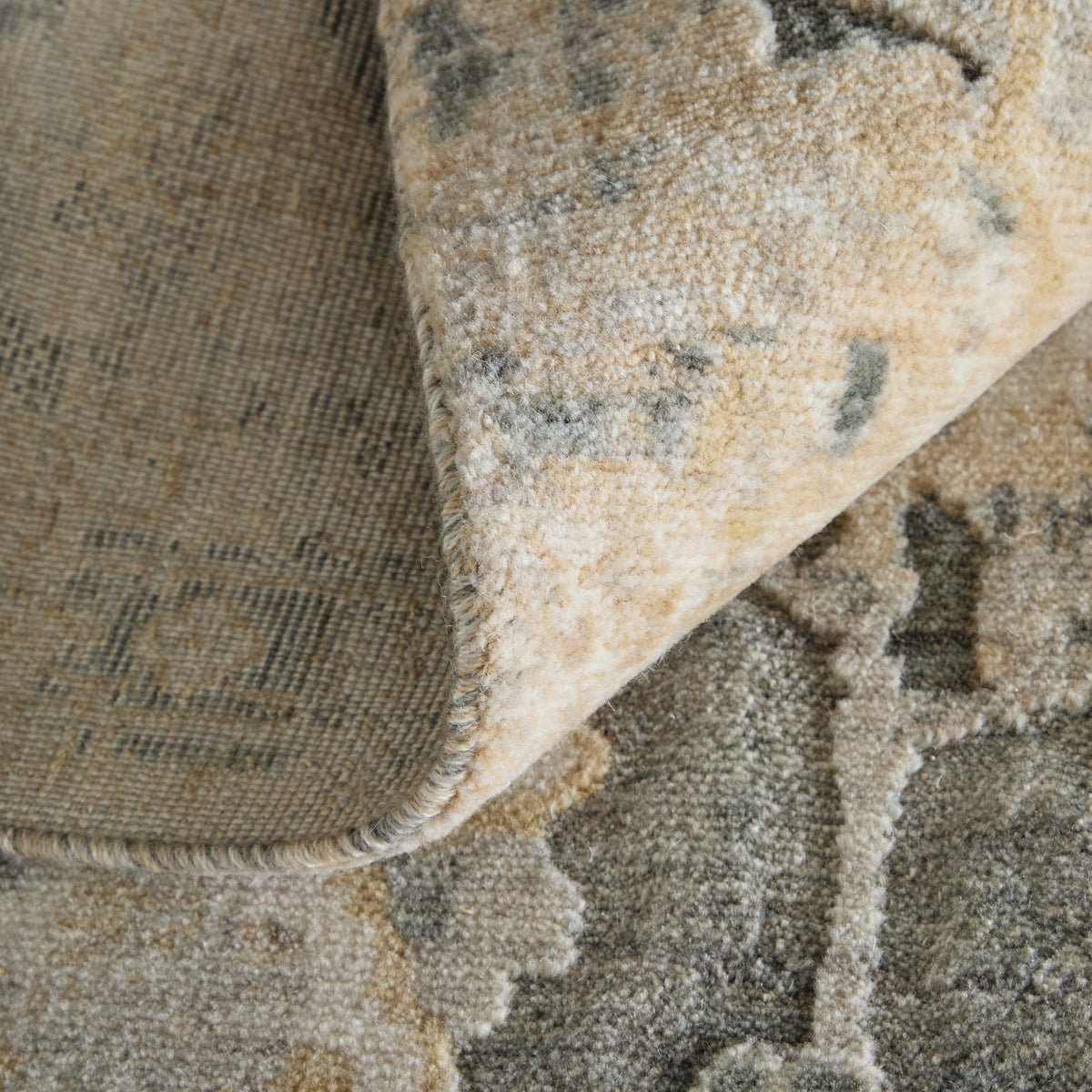 Jaxson Traditional/Vintage Floral & Botanical/Bordered/Distressed Gray/Gold/Tan - Feizy Rug