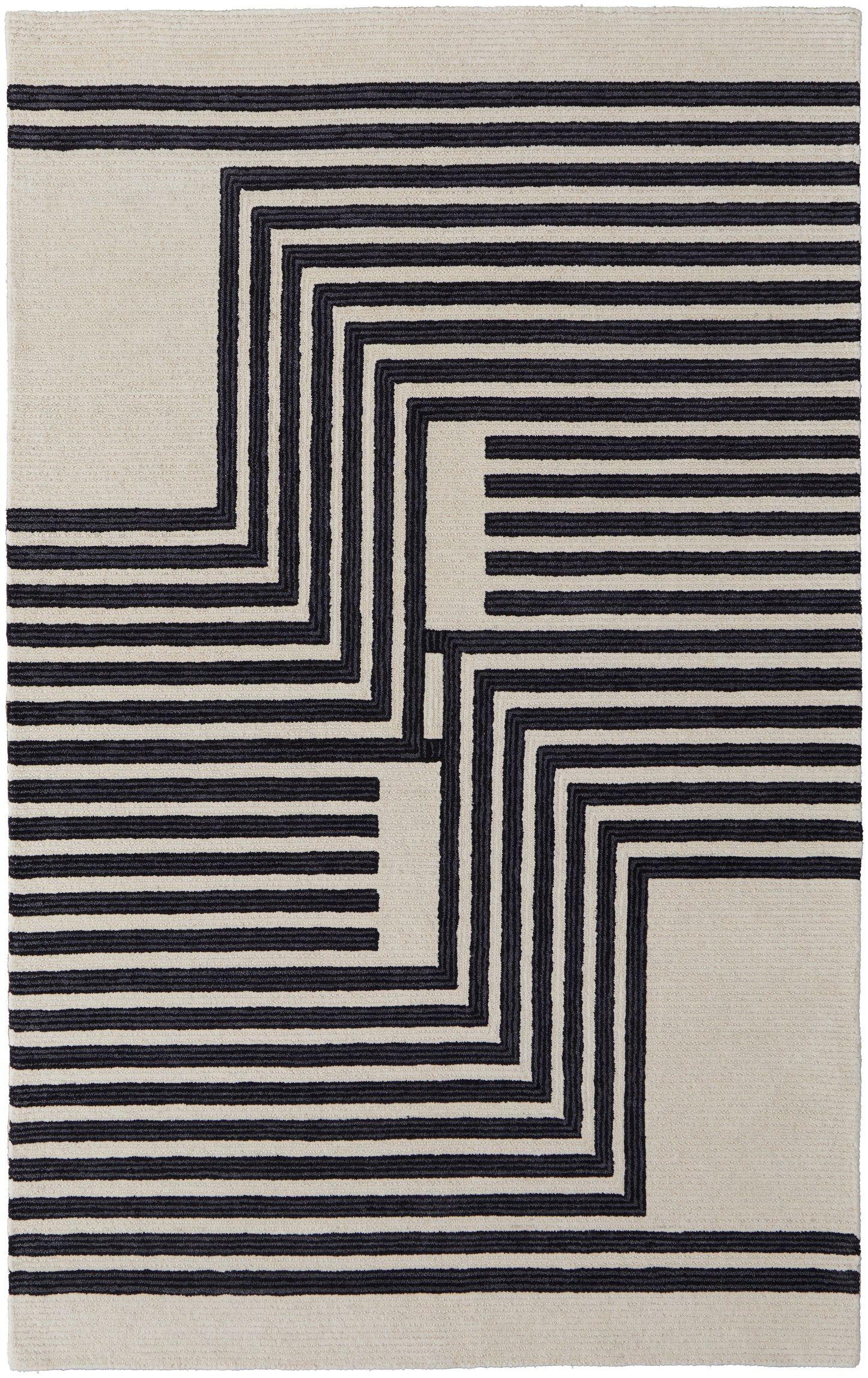 Maguire Transitional/Industrial/Mid-Century Modern Gray/Ivory/Black Area Rug