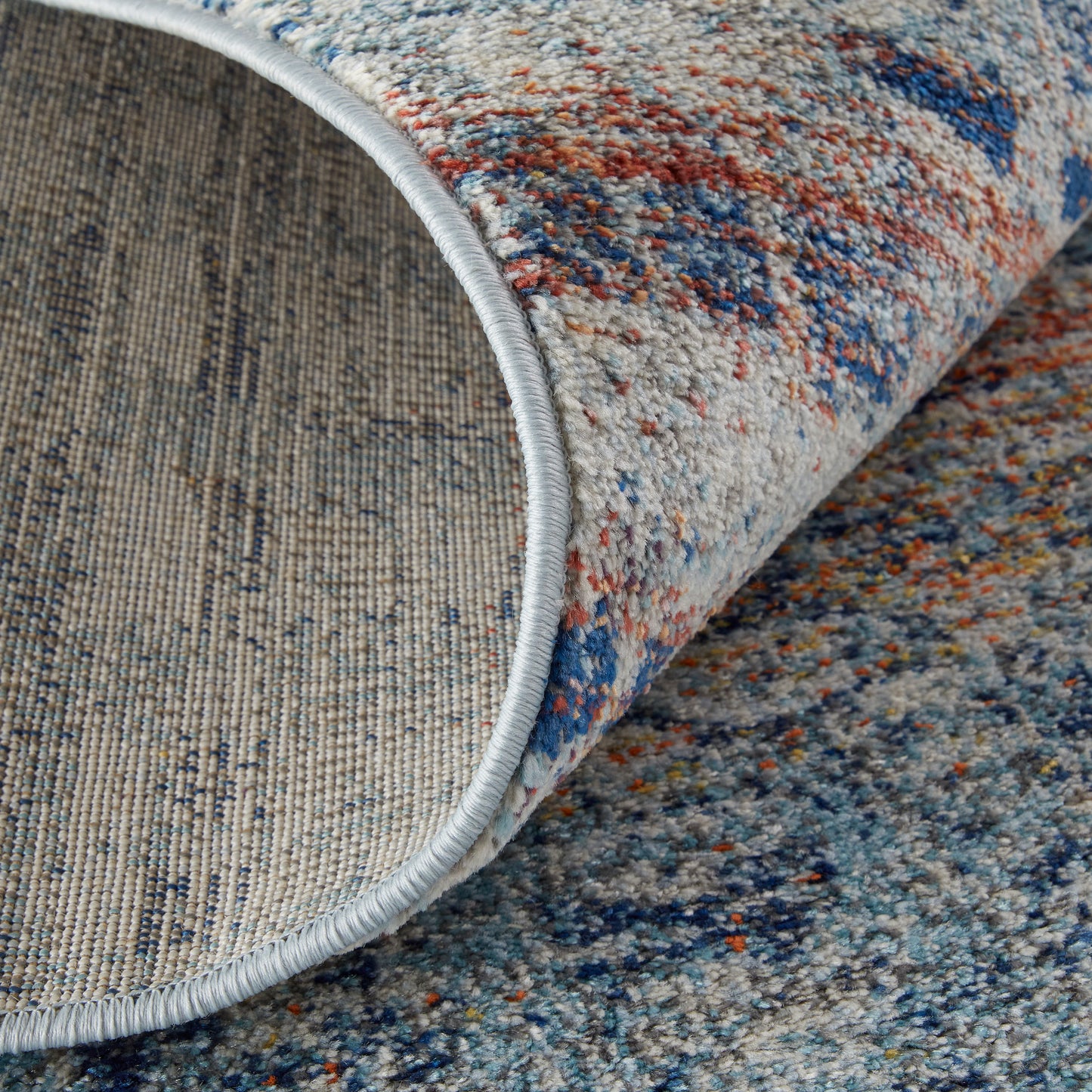 Edgemont Modern/Casual Abstract/Geometric Blue/Ivory/Orange - Feizy Rug