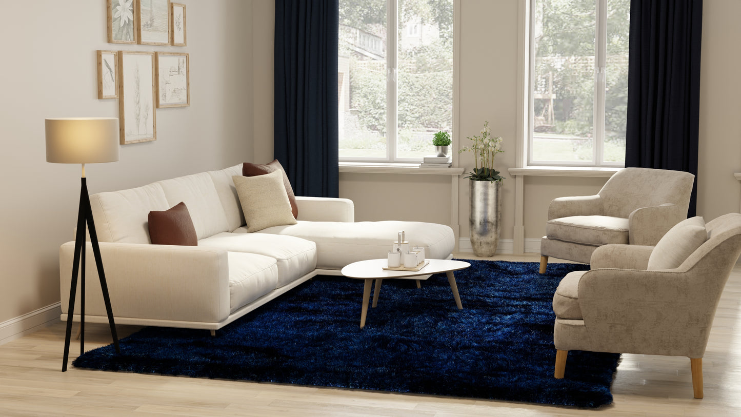 Indochine Modern/Luxury & Glam/Casual Solid Blue/Black - Feizy Rug