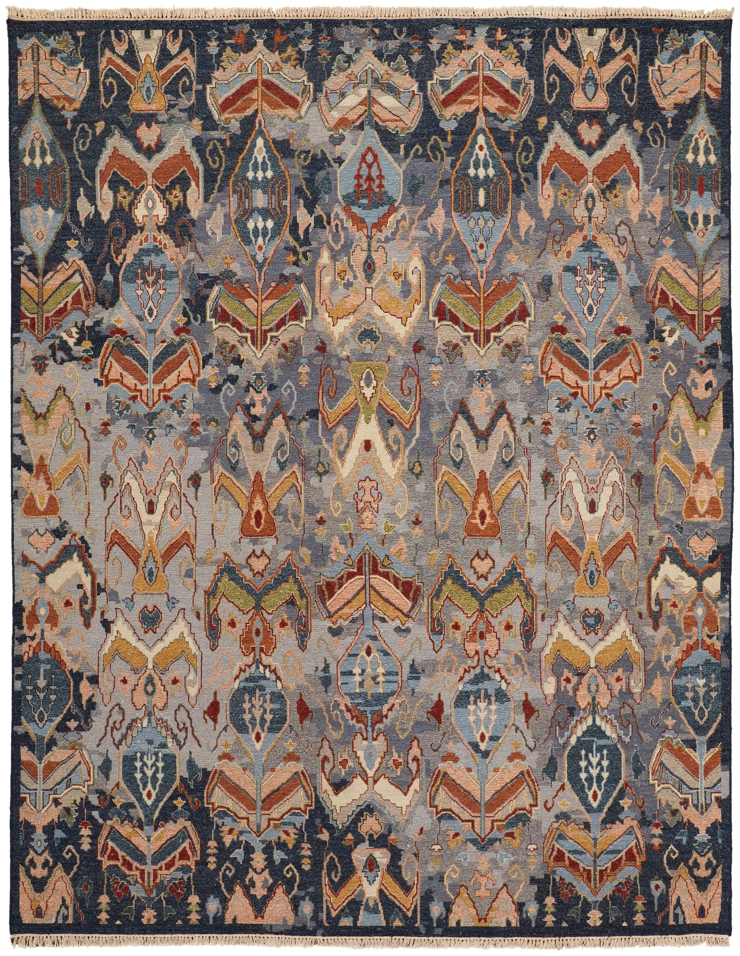 Leylan Transitional/Bohemian & Eclectic/Craftsman Ikat Blue/Gray/Tan - Feizy Rug