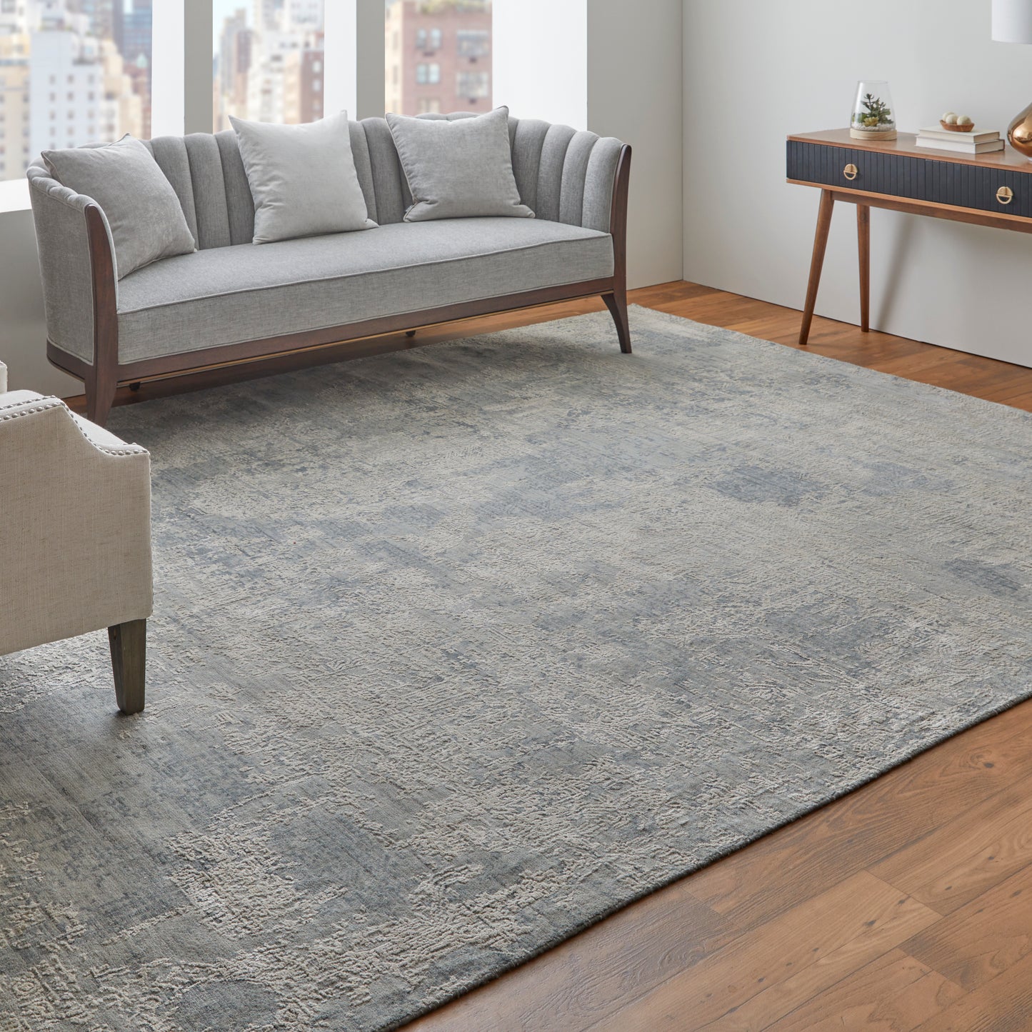 Eastfield Modern/Casual Abstract/Distressed Silver/Gray - Feizy Rug