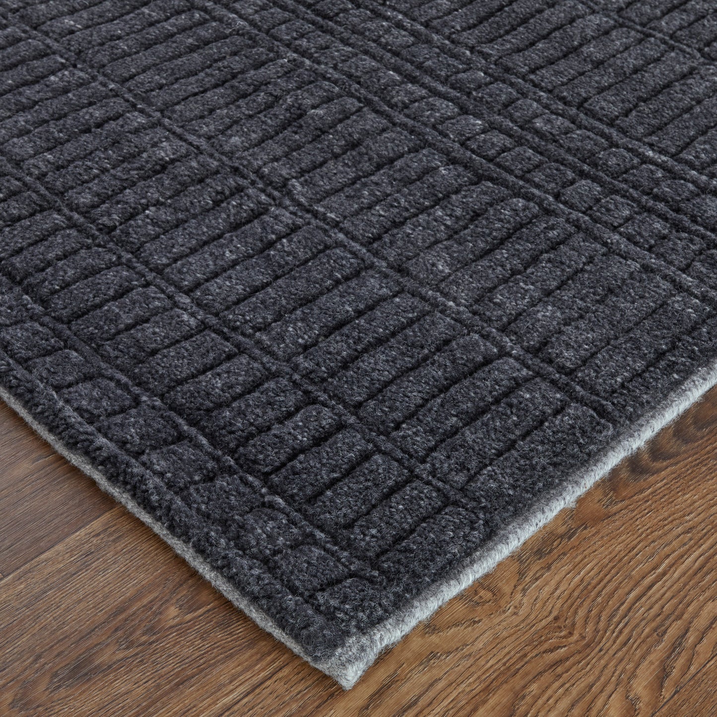 Vesper Transitional/Casual/Scandinavian Solid/Stripes Black - Feizy Rug