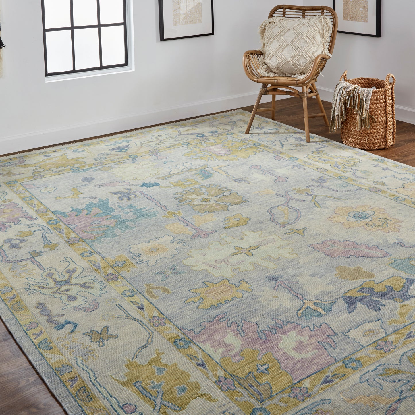 Karina Traditional/Bohemian & Eclectic/Craftsman Persian/Bordered/Floral & Botanical Gray/Purple/Gold - Feizy Rug