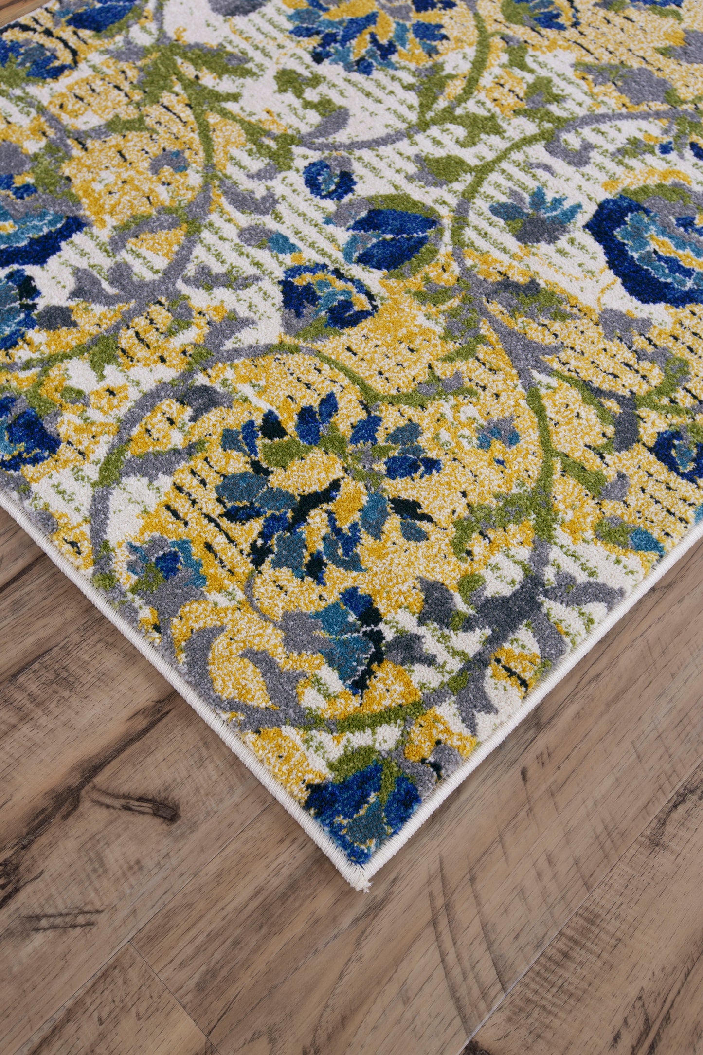 Brixton Modern/Cottage/Craftsman Scroll/Floral & Botanical Ivory/Gold/Green - Feizy Rug