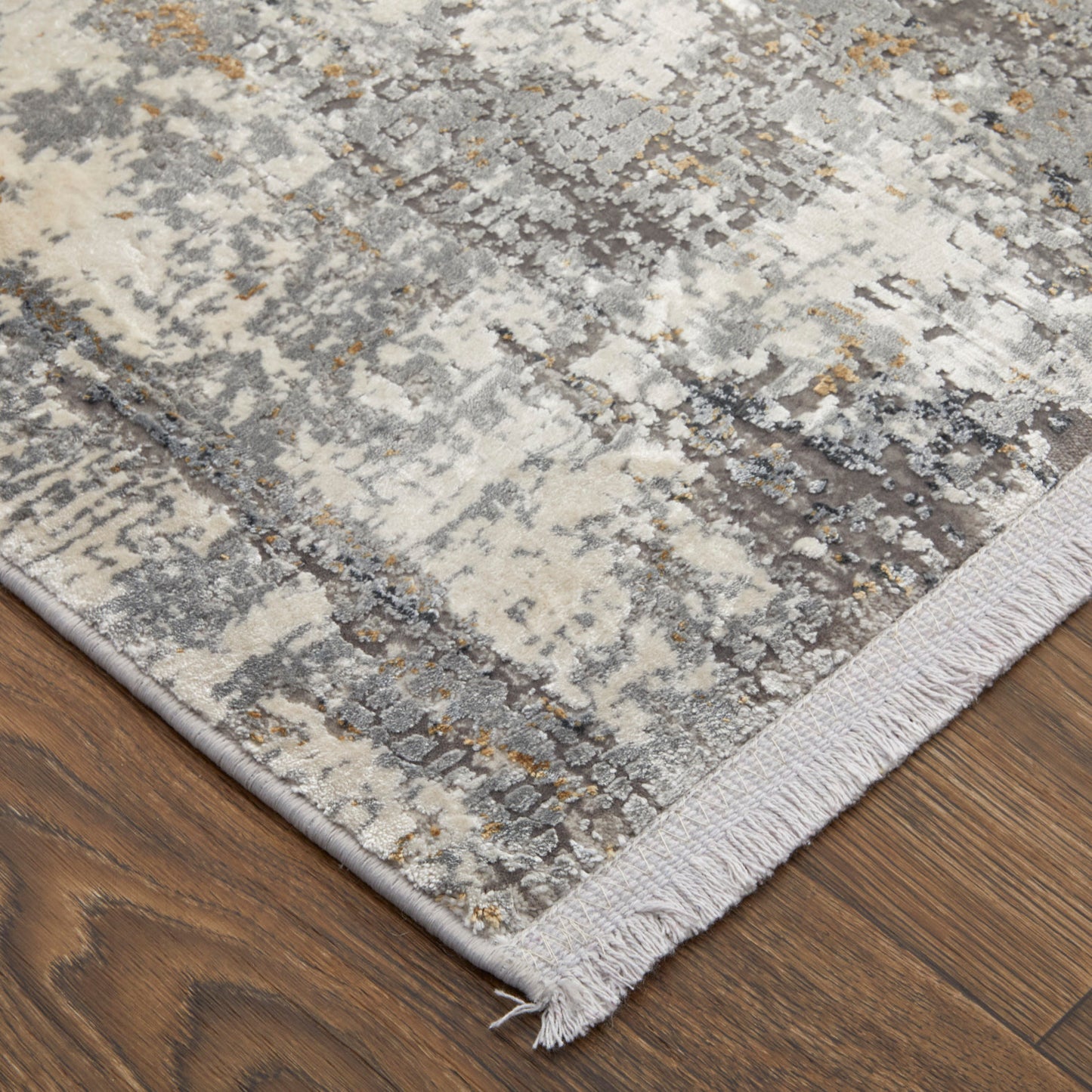 Cadiz Modern/Casual/Industrial Ivory/Gray/Gold Runner  Feizy Rugs Small Parcel,Feizy Rugs,Cadiz,Ivory/Gray/Gold,3'1" x 10',Runner,Viscose/Acrylic,Modern/Casual/Industrial,Turkey