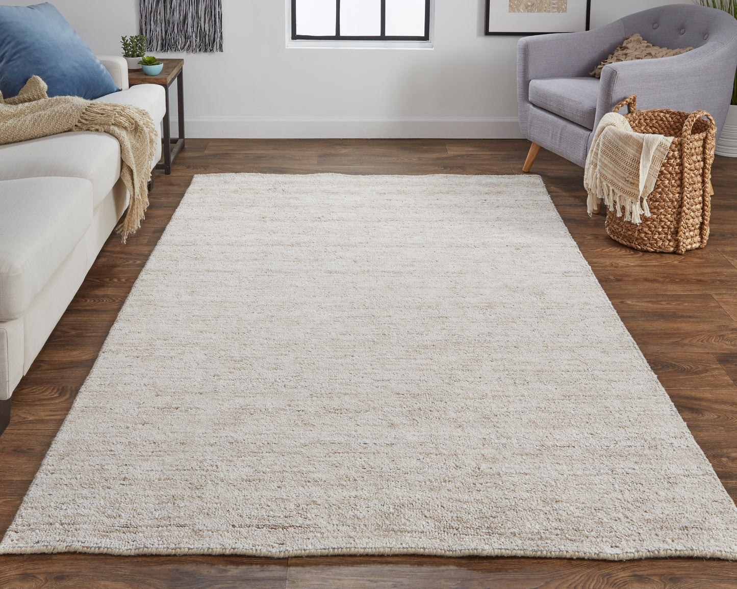 Delino Transitional/Casual/Industrial Solid Taupe - Feizy Rug