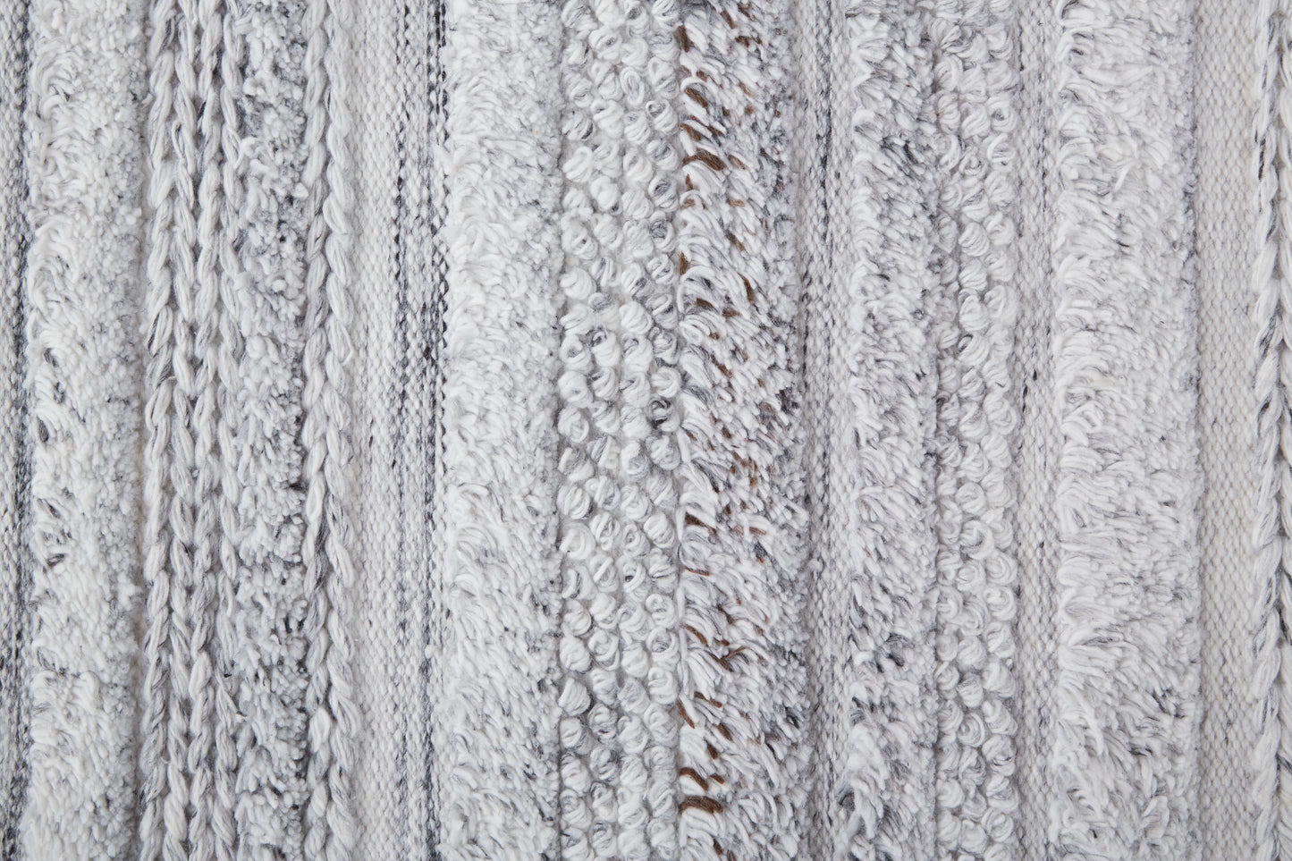 Alden Transitional/Casual/Scandinavian Stripes/Solid Gray/Silver/Ivory - Feizy Rug