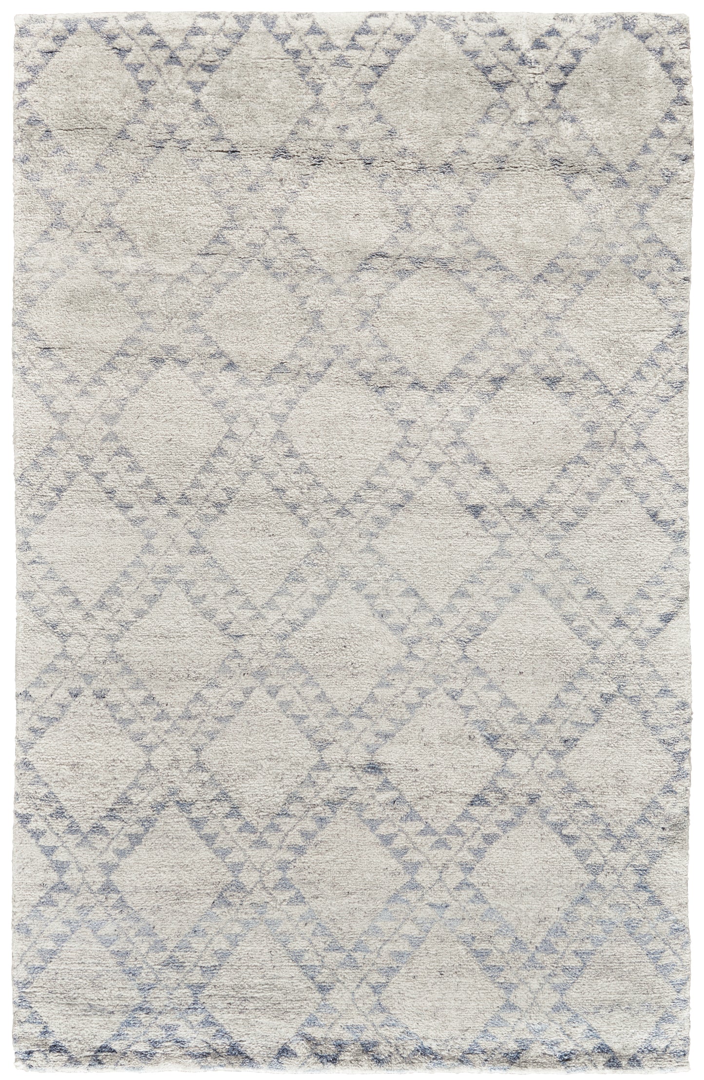 Abytha Transitional/Global/Farmhouse Diamond/Geometric/Distressed Gray/Blue/Ivory - Feizy Rug