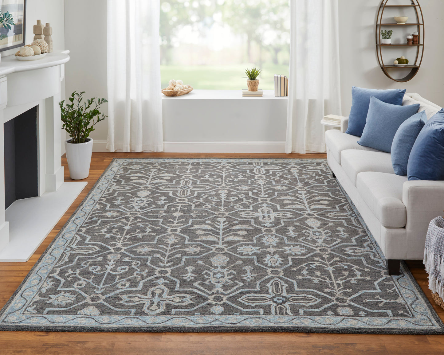 Fallon Traditional/Classic Oriental/Geometric/Floral & Botanical Taupe/Gray - Feizy Rug