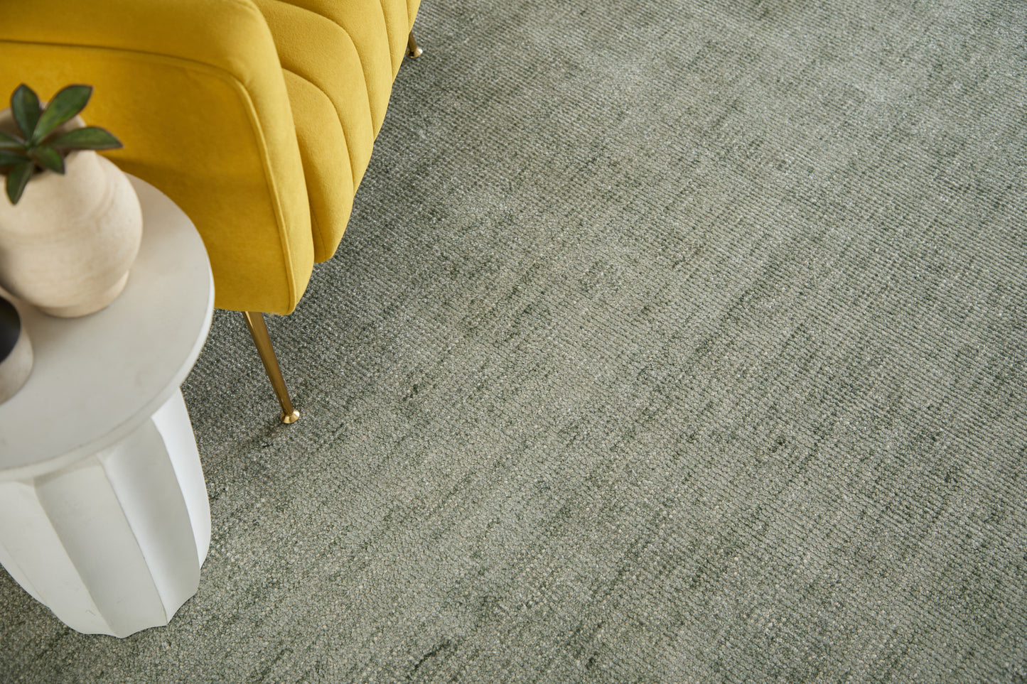 Fleetwood Modern/Casual Solid Green/Ivory - Feizy Rug