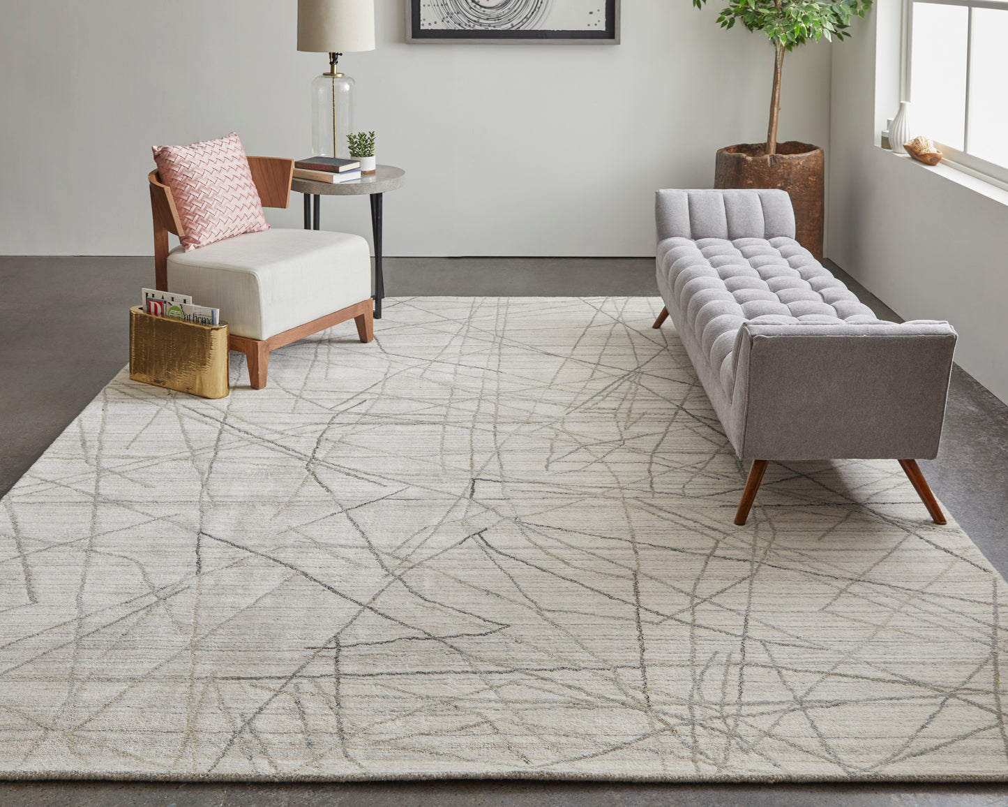 Whitton Modern/Casual/Industrial Ivory/Gray Accent Rug