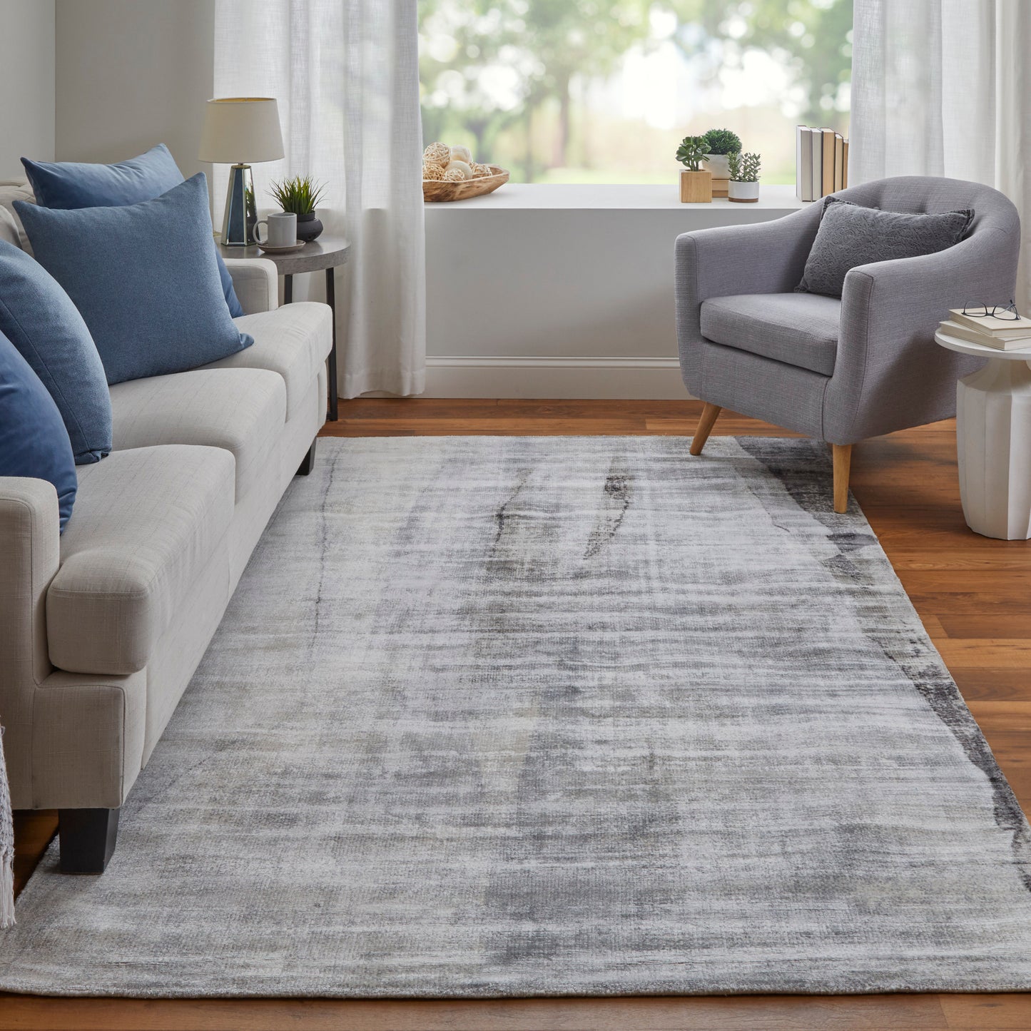 Emory Modern/Luxury & Glam/Casual Abstract/Watercolor Gray/Taupe/Ivory - Feizy Rug