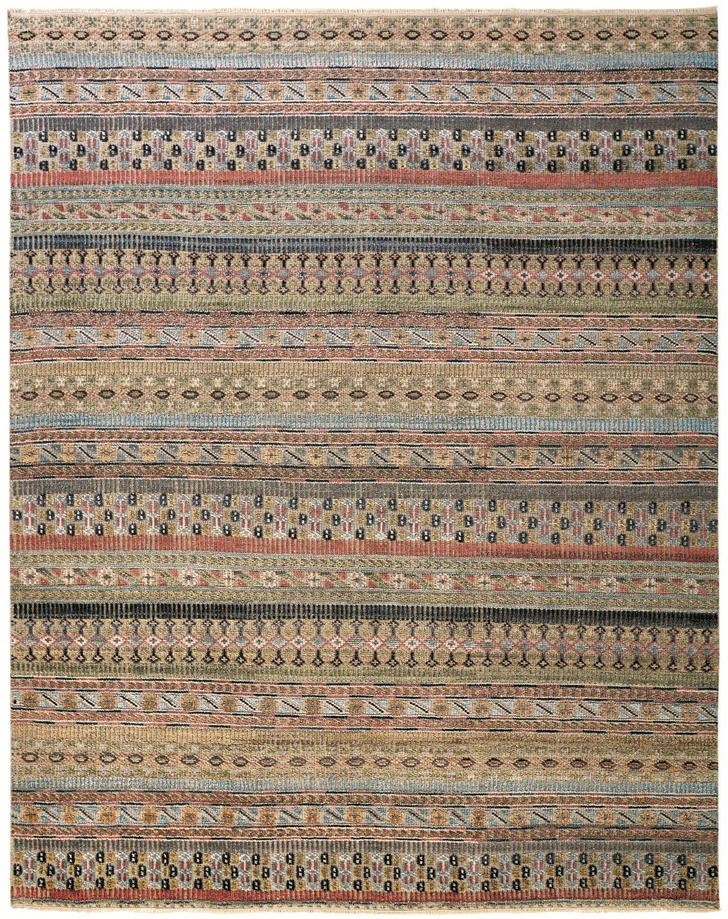 Payton Transitional/Global/Craftsman Stripes/Geometric Tan/Orange/Blue - Feizy Rug