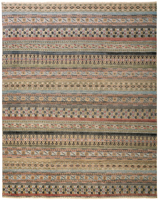 Payton Transitional/Global/Craftsman Stripes/Geometric Tan/Orange/Blue - Feizy Rug