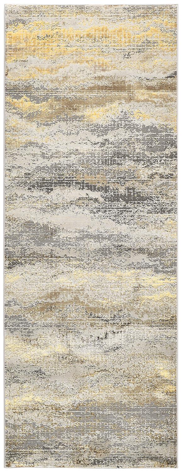 Aura Modern/Industrial Abstract/Gradient & Ombre Gold/Gray/Ivory - Feizy Rug