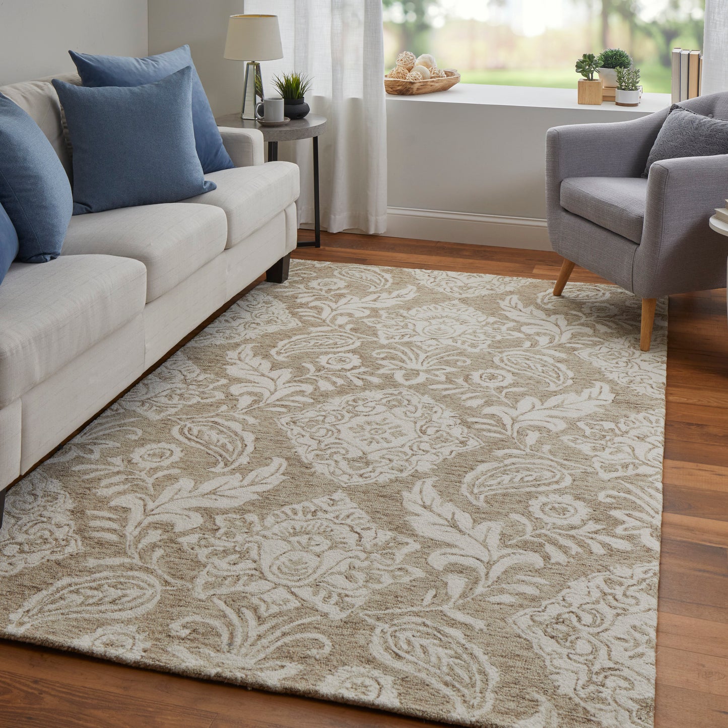 Belfort Transitional/Classic/Bohemian & Eclectic Tan/Ivory Accent Rug  Feizy Rugs Small Parcel,Feizy Rugs,Belfort,Tan/Ivory,2' x 3',Accent Rug,Wool,Transitional/Classic/Bohemian & Eclectic,India