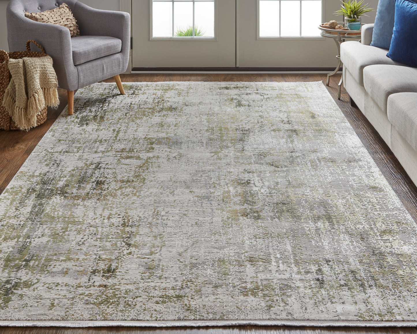 Cadiz Modern/Casual Green/Gray/Ivory Area Rug