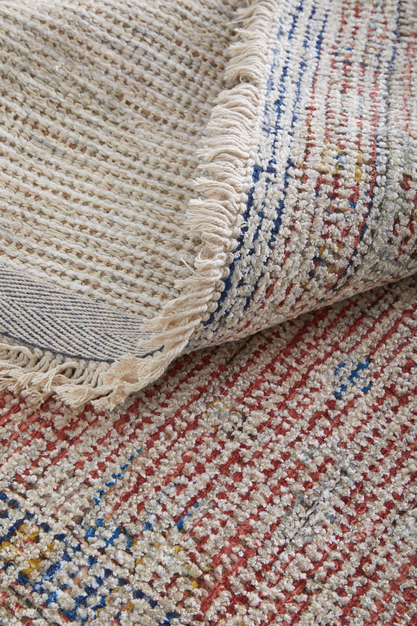 Caldwell Transitional/Bohemian & Eclectic/Vintage Distressed/Medallion Ivory/Blue/Red - Feizy Rug
