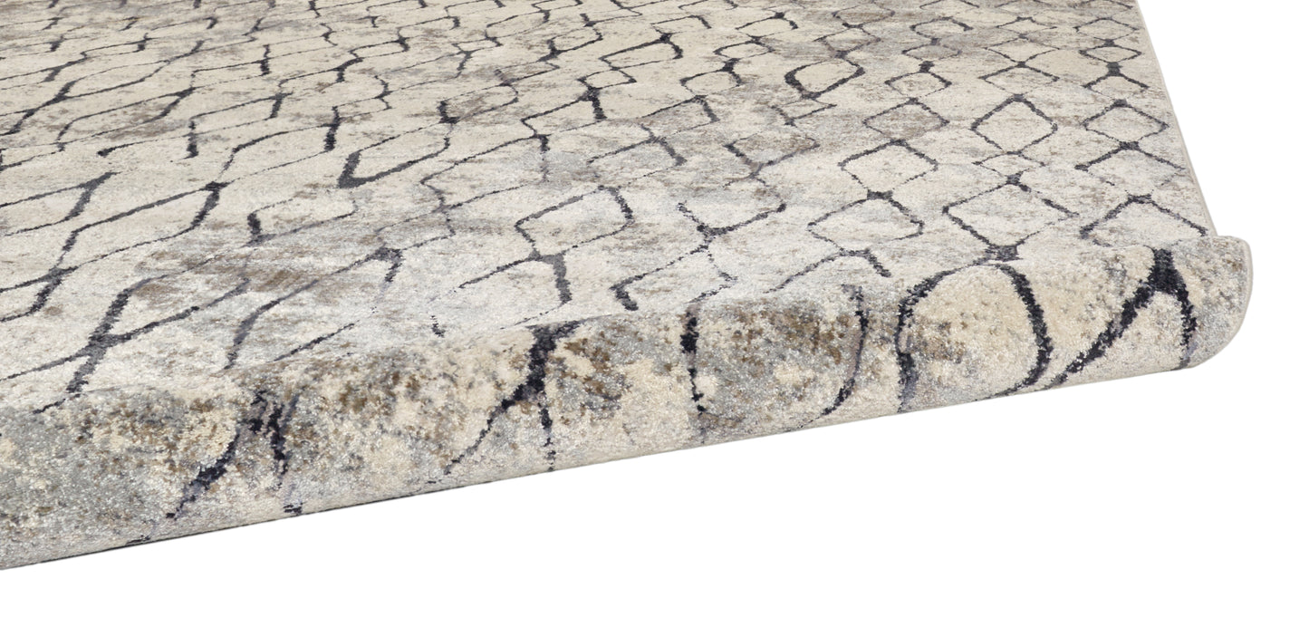 Kano Transitional/Global/Bohemian & Eclectic Diamond/Distressed Ivory/Gray/Taupe - Feizy Rug