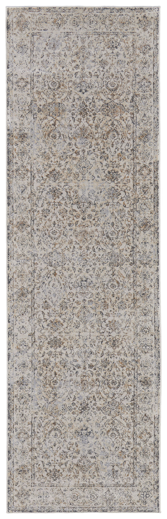 Celene Traditional/Casual/Vintage Ivory/Tan/Gray Runner  Feizy Rugs Small Parcel,Feizy Rugs,Celene,Ivory/Tan/Gray,2'6" x 8',Runner,Viscose/Polyester,Traditional/Casual/Vintage,Turkey