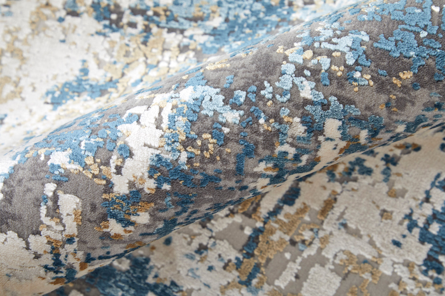 Cadiz Modern/Industrial/Luxury & Glam Ivory/Tan/Blue Accent Rug