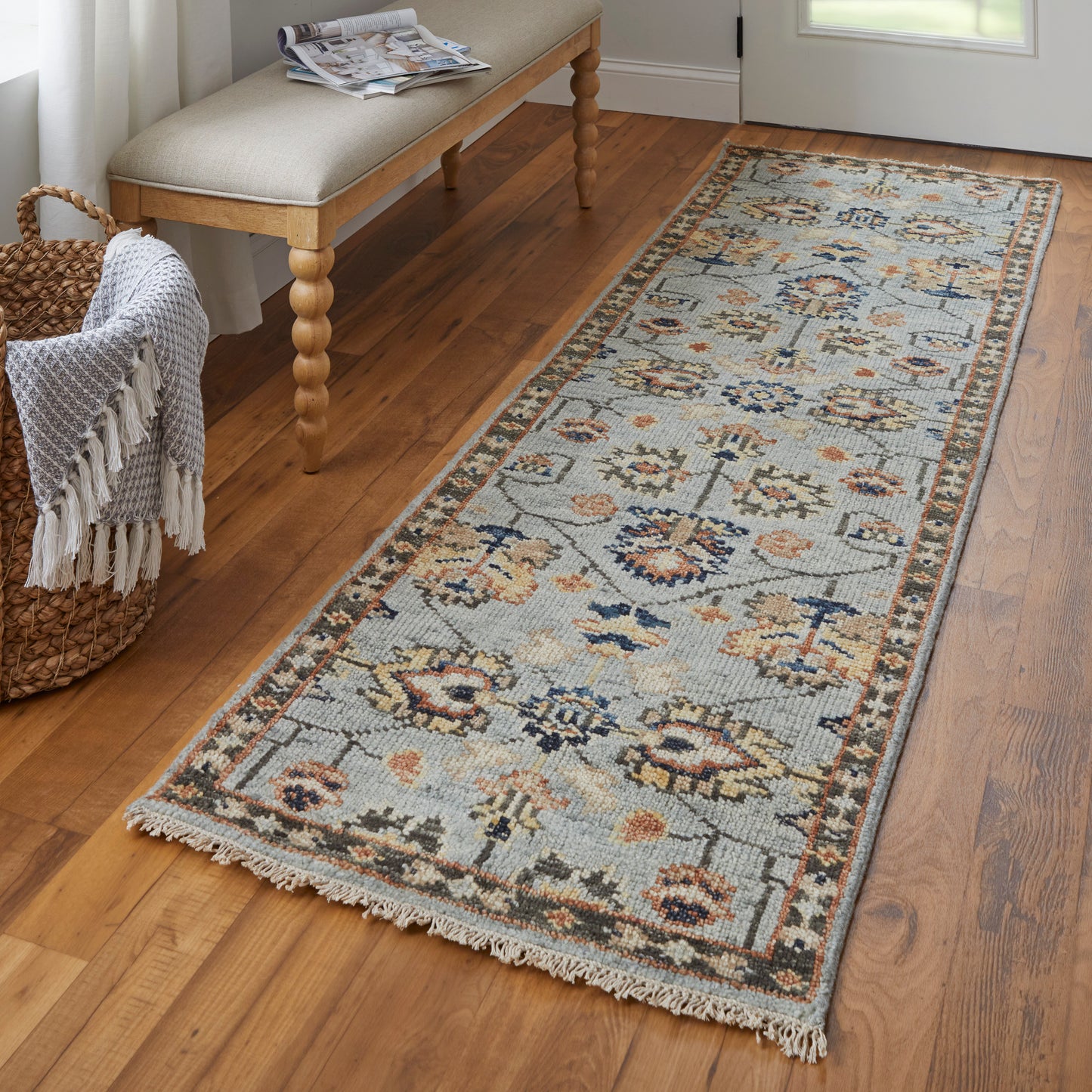 Carrington Traditional/Vintage/Classic Oriental/Bordered Gray/Gold/Red - Feizy Rug