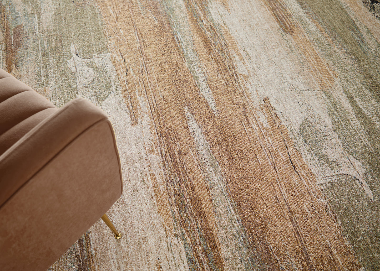 Pearson Modern/Industrial Abstract/Watercolor/Distressed Green/Ivory/Brown - Feizy Rug