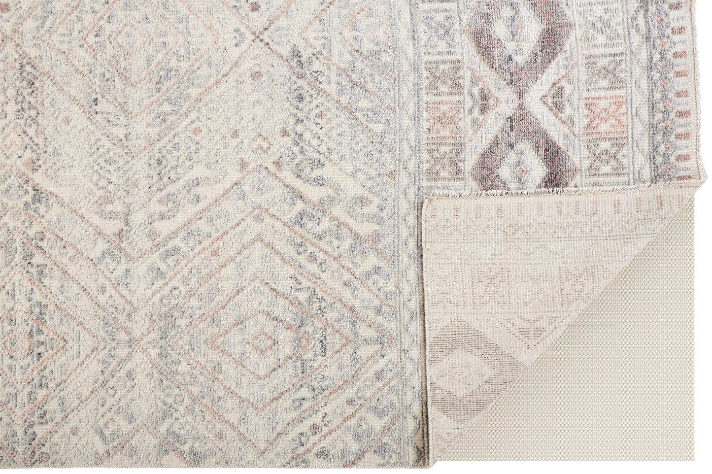 Payton Transitional/Farmhouse/Scandinavian Diamond/Trellis & Lattice Gray/Ivory/Pink - Feizy Rug