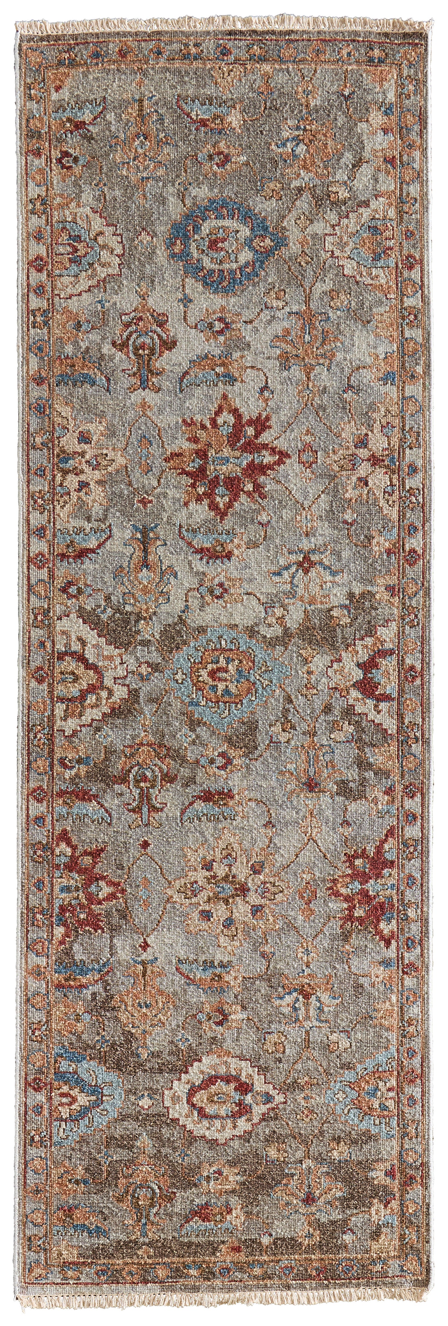 Leylan Transitional/Casual Floral & Botanical/Bordered Brown/Tan/Gray - Feizy Rug