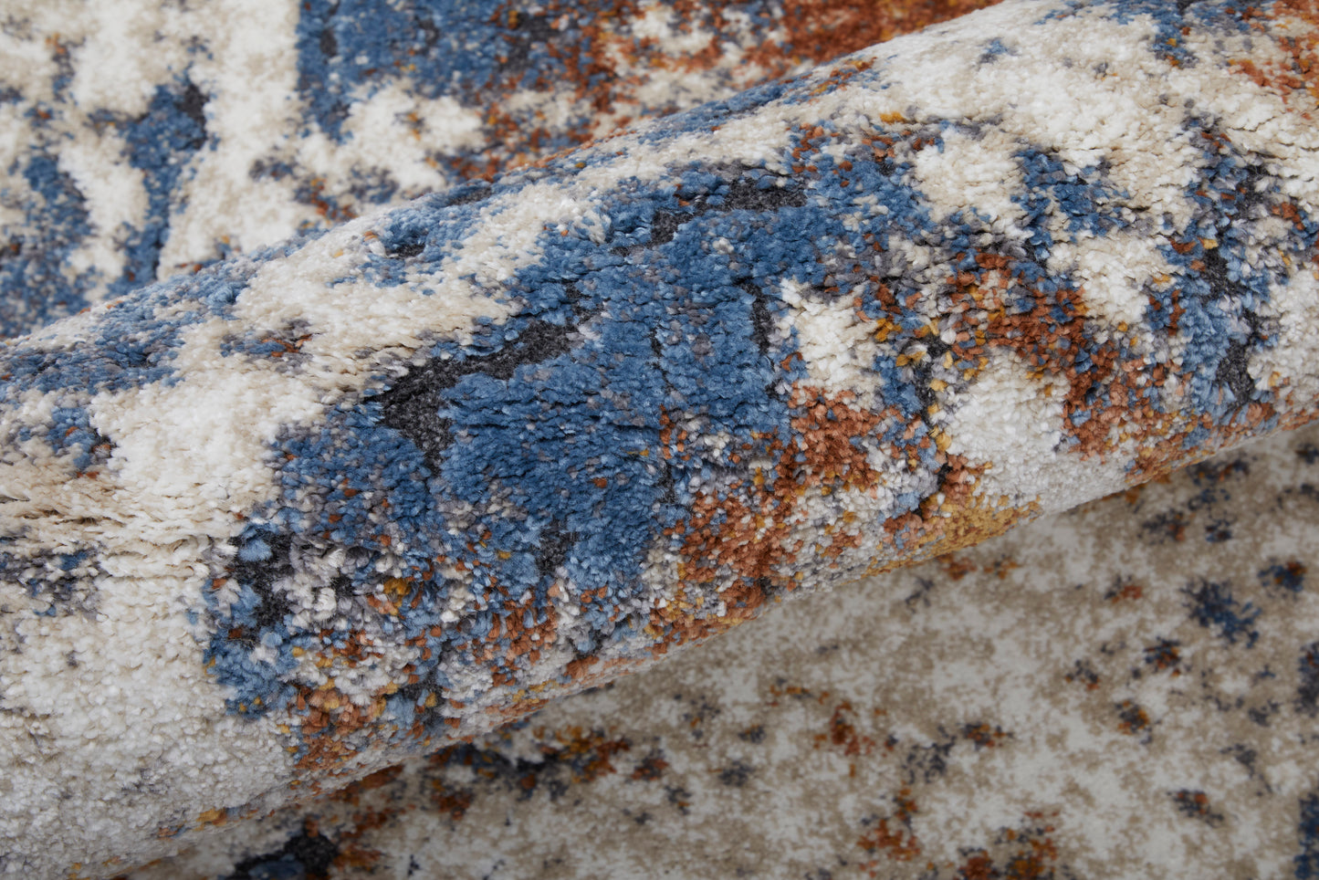 Gilmore Modern/Bohemian & Eclectic/Casual Abstract/Watercolor Ivory/Blue/Orange - Feizy Rug